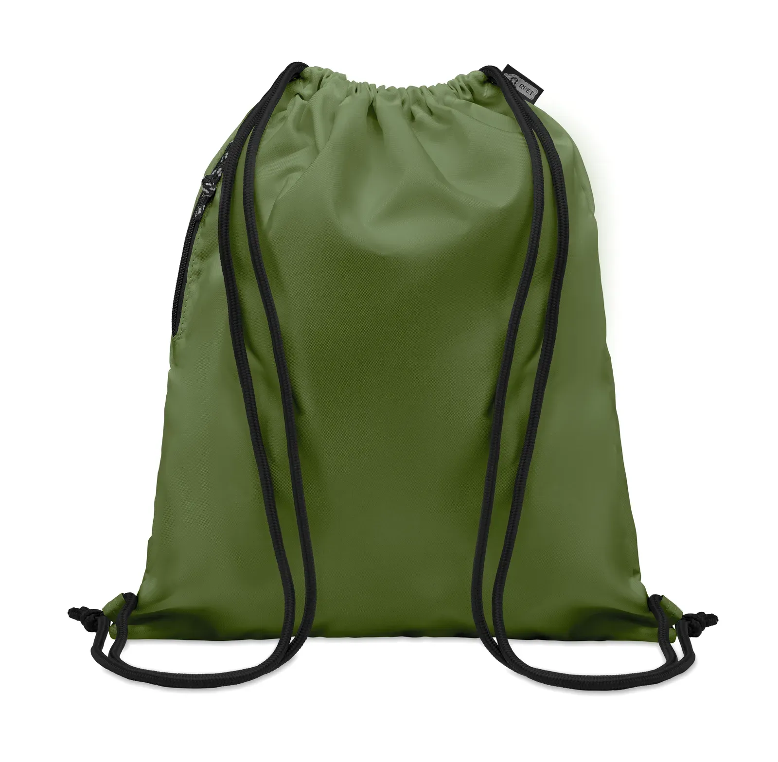 RPET Drawstring Bag Night with Zippered Pocket 40X48 cm MO6997 — Army Green