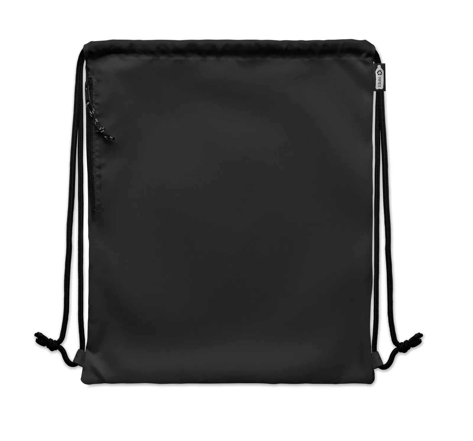RPET Drawstring Bag Night with Zippered Pocket 40X48 cm MO6997 — Black