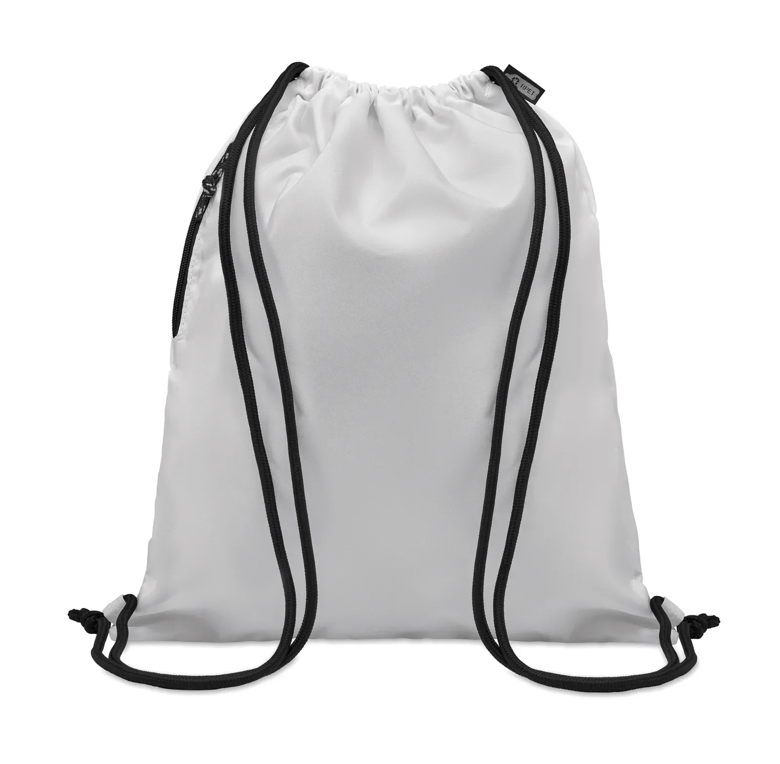 RPET Drawstring Bag Night with Zippered Pocket 40X48 cm MO6997 — White
