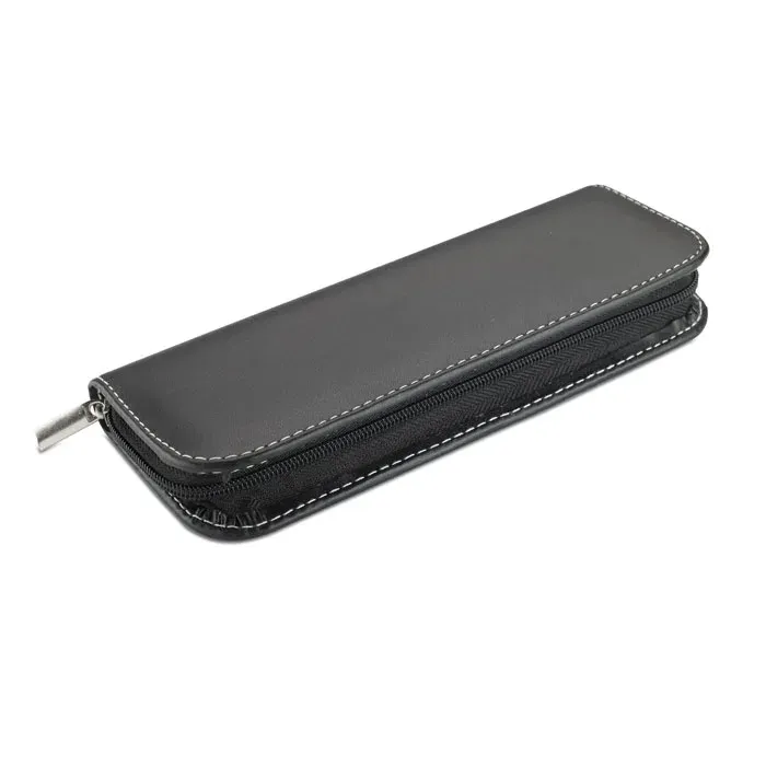 Baltimore Metal Pen Duo – PU Leather Zip Pouch — Black