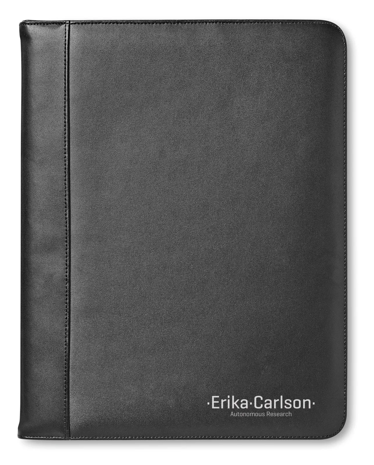 Conference A4 Bonded Leather Folder – Zipped, 4 Compartments & Pen Holder — Black