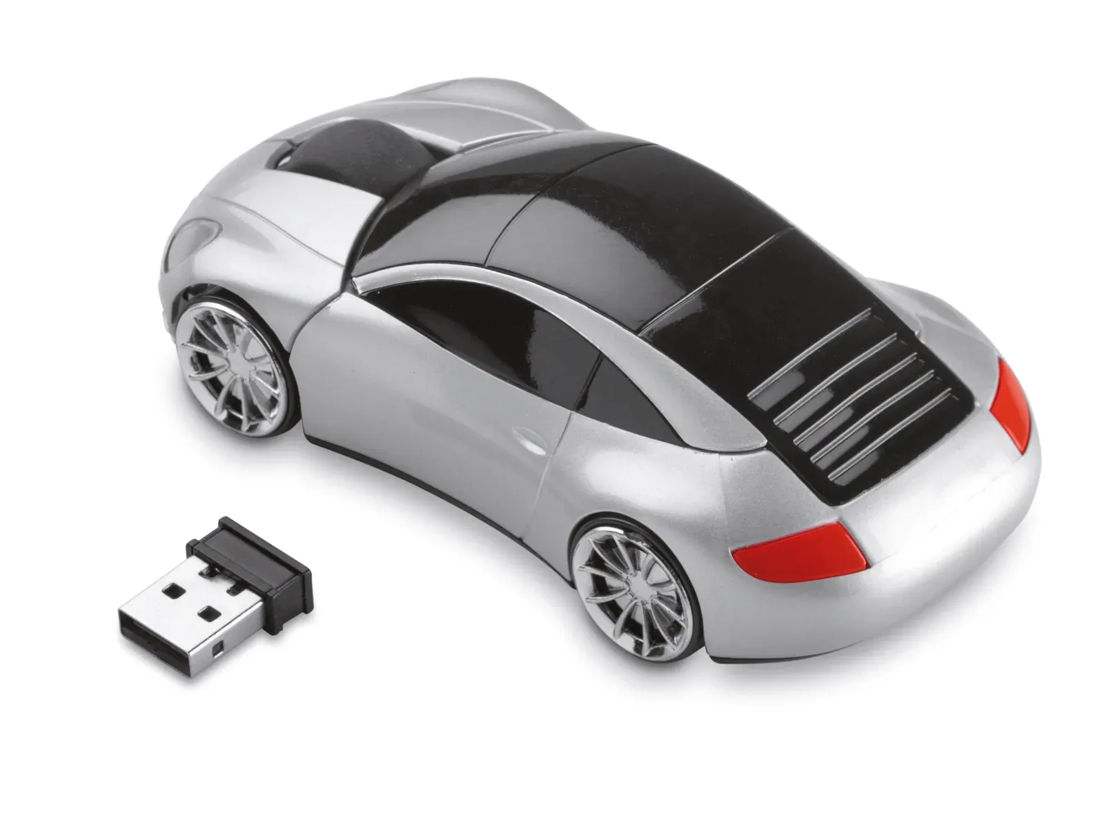 Speed Car-Shaped Wireless Mouse – ABS Casing with Hidden Receiver — Matt Silver