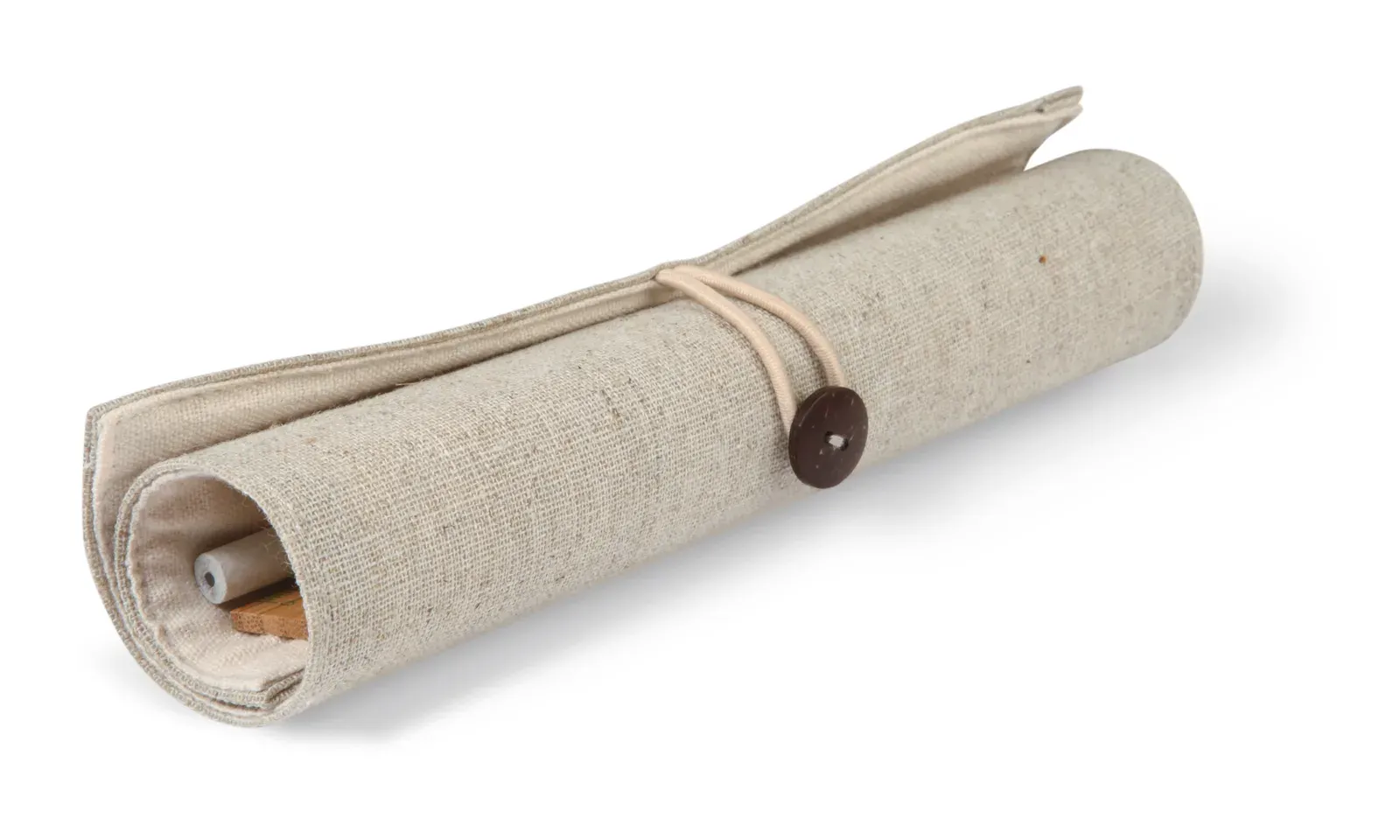 Ecoset 6-Piece Stationery Set – Bamboo Ruler & Jute Cotton Pouch — Beige