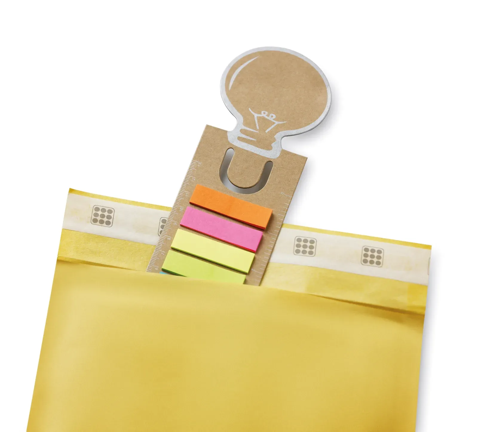 Idea Lightbulb Bookmark & Sticky Note Set – Recycled Paper Notes, Ruler & 5-Colour Markers