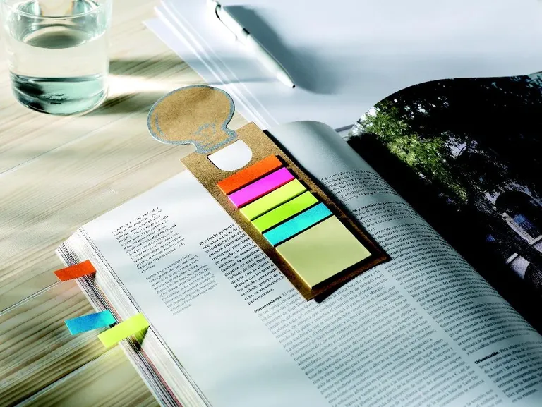 Idea Lightbulb Bookmark & Sticky Note Set – Recycled Paper Notes, Ruler & 5-Colour Markers