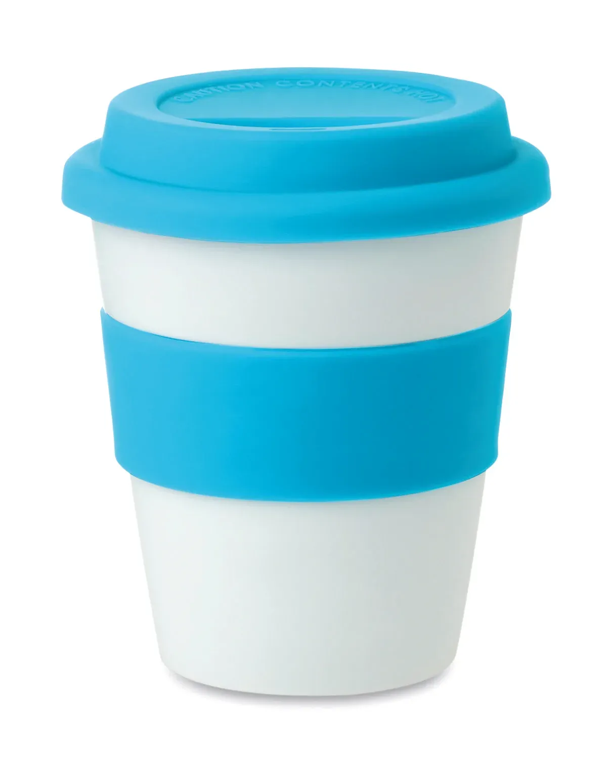 Astoria – Single Wall Tumbler in Shiny White PP with Silicone Lid and Middle Ring — Turquoise