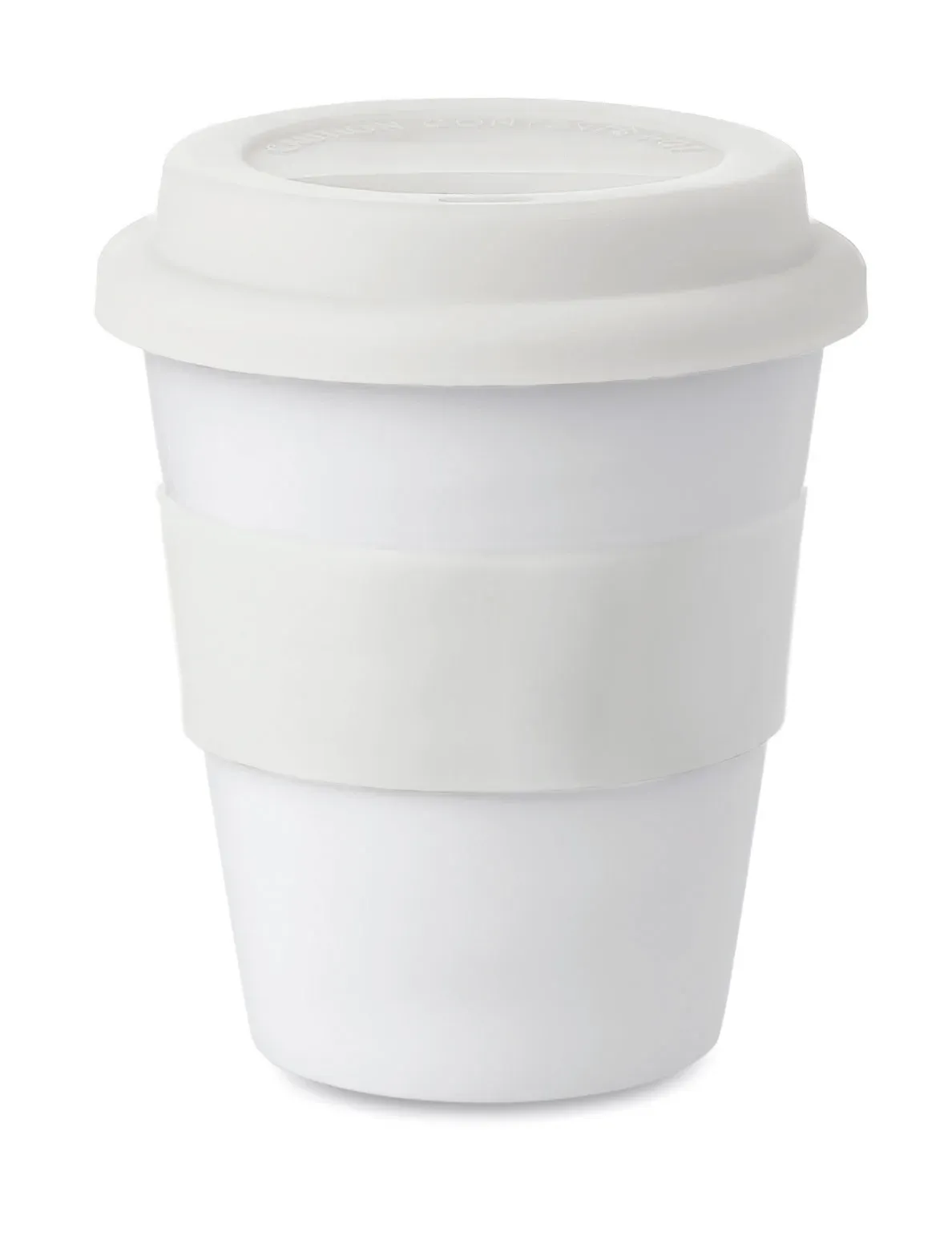 Astoria – Single Wall Tumbler in Shiny White PP with Silicone Lid and Middle Ring — White
