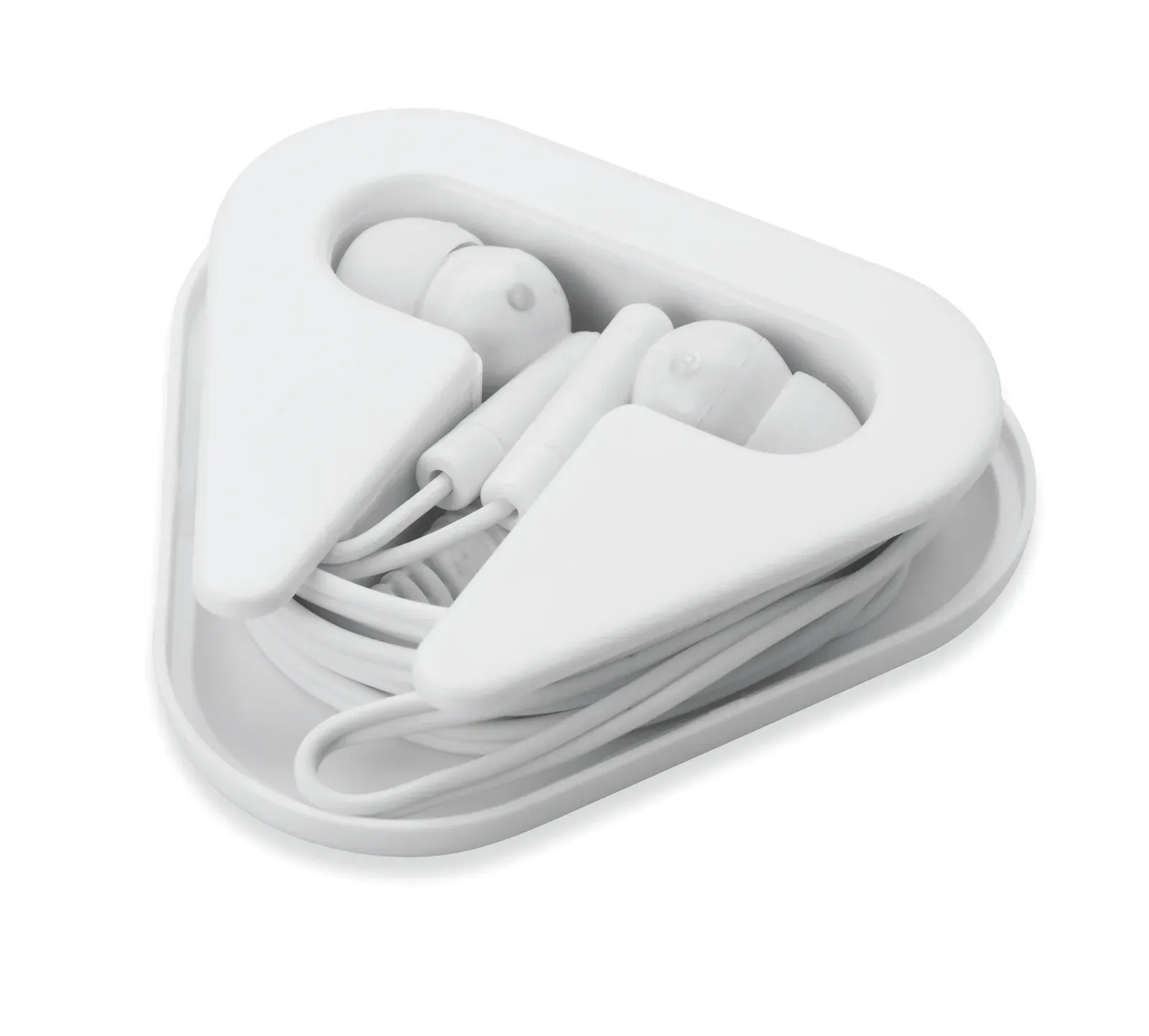 Musiplug PVC Earphones – Silicone-Covered 120cm Cable, Triangular Case — White