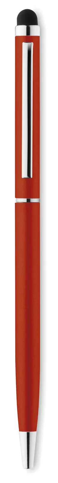 Neilo Touch Recycled Aluminium Twist Pen – Stylus & Chrome Clip — Red