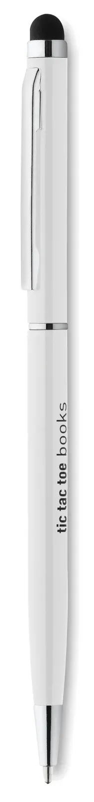 Neilo Touch Recycled Aluminium Twist Pen – Stylus & Chrome Clip — White