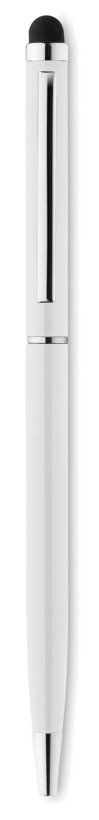 Neilo Touch Recycled Aluminium Twist Pen – Stylus & Chrome Clip — White