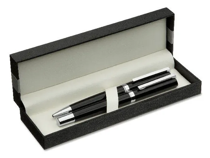 Cecil Brass & Stainless Steel Pen Duo – Gift Boxed — Black
