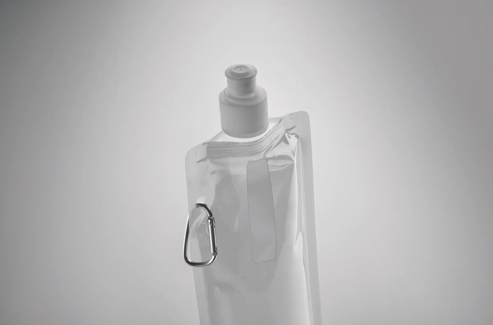 Gates – Foldable Water Bottle in PET which is BPA Free with Aluminium Carabiner — White