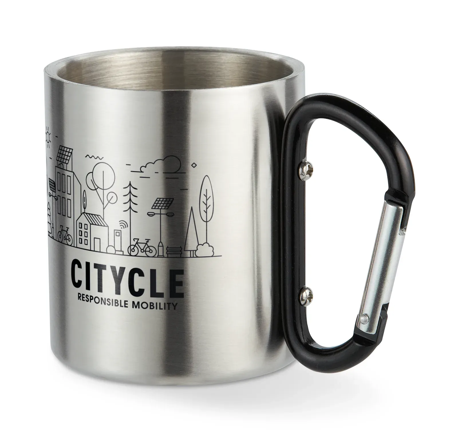 Trumbo – Metal Mug & Carabiner Handle — Black