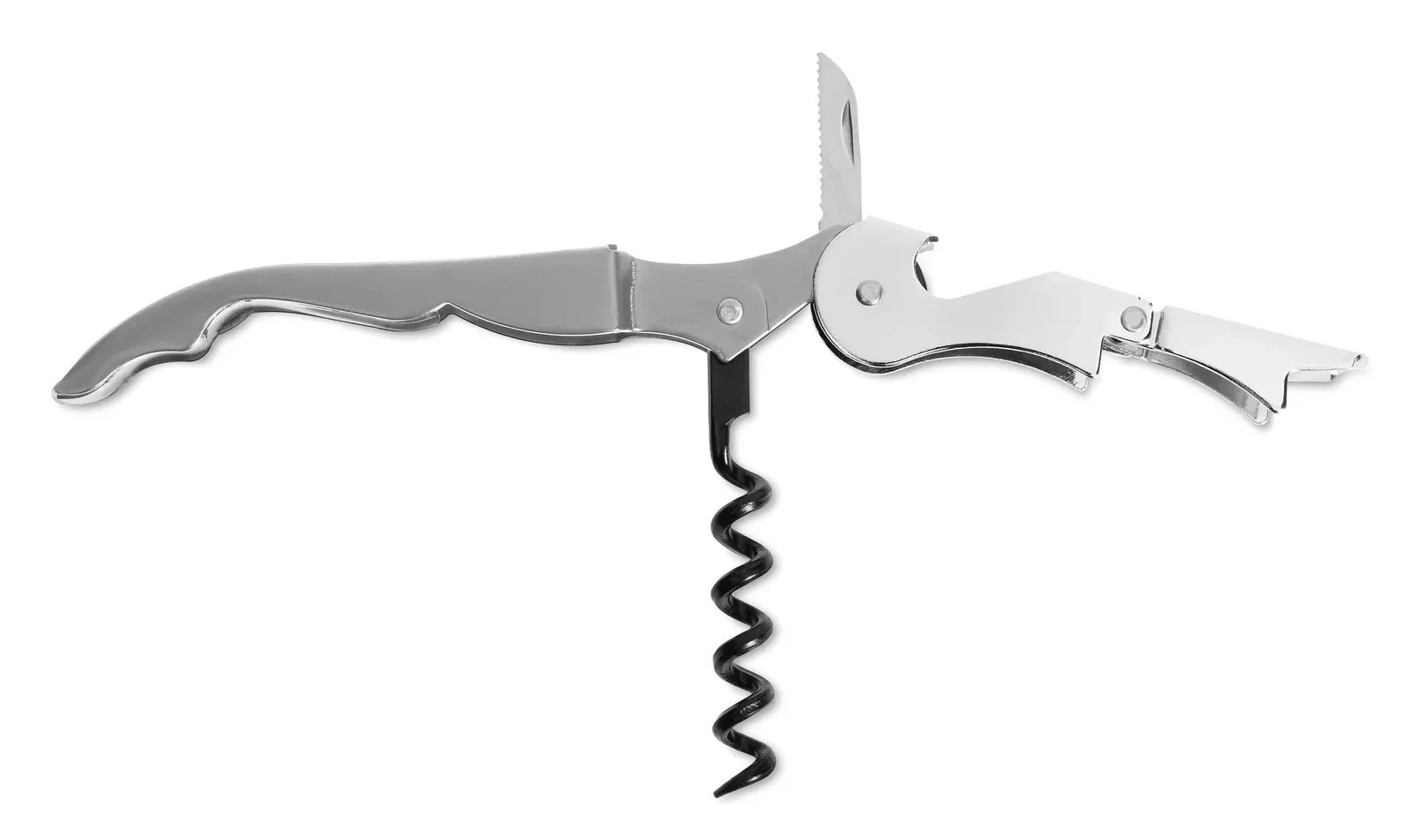 Lucy – Stainless Steel Original waiter's Knife with Double Corkscrew Opener and Bamboo Surface — Matt Silver