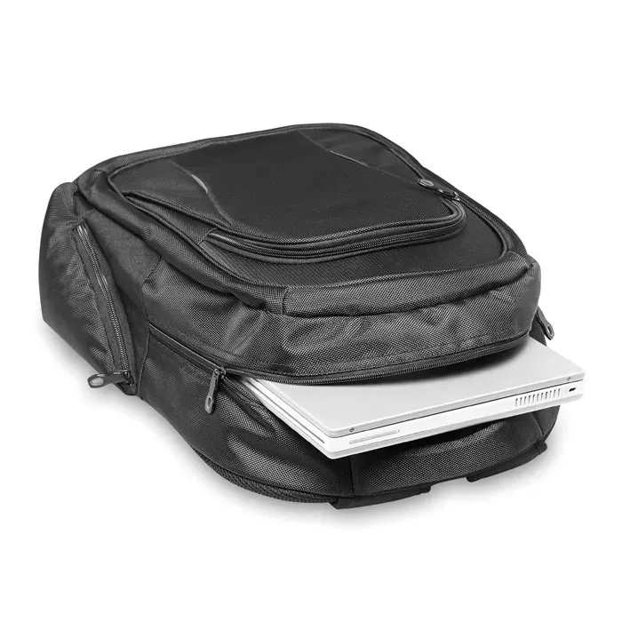 Polyester Laptop Backpack Macau with 15 Inch Fit 33X14.5X46 cm — Black
