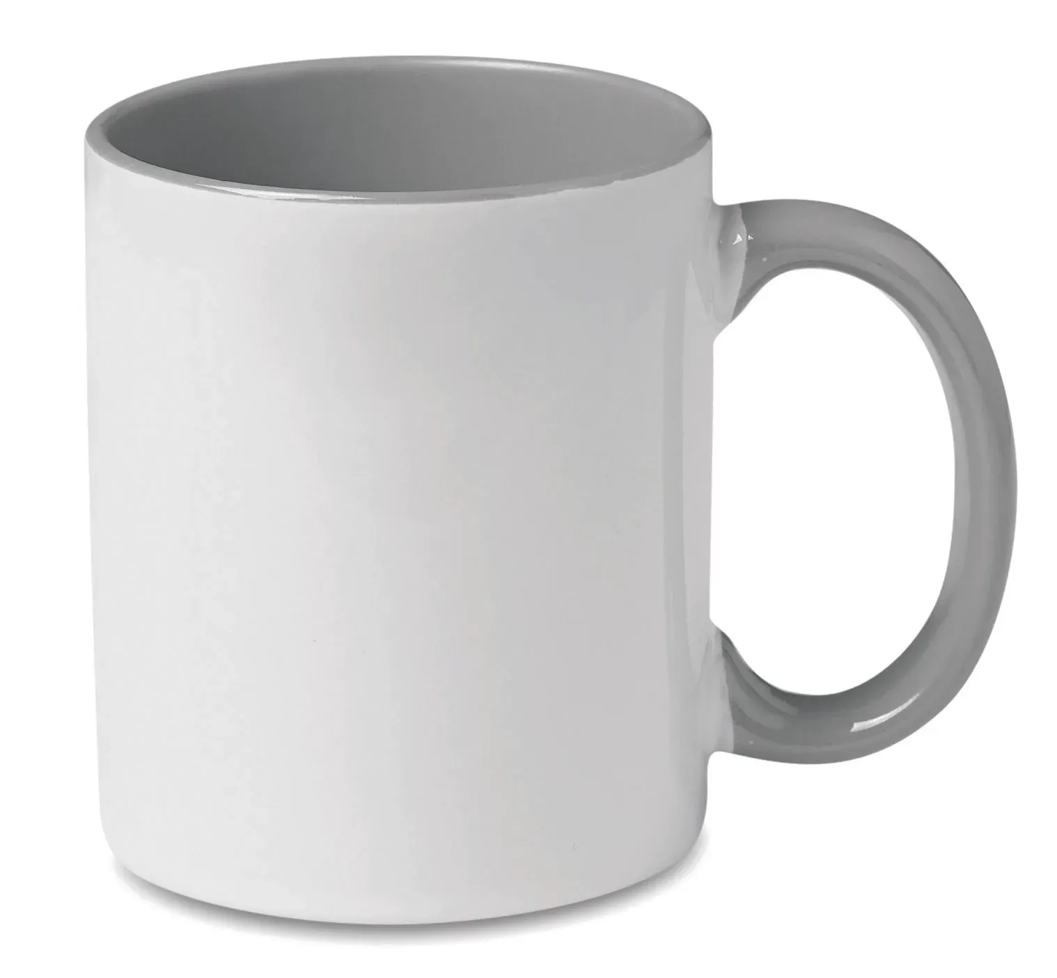 Sublimcoly – Ceramic Mug with Special Coating for Sublimation with Coloured Handle and Inside; Individual Packing in White — Grey