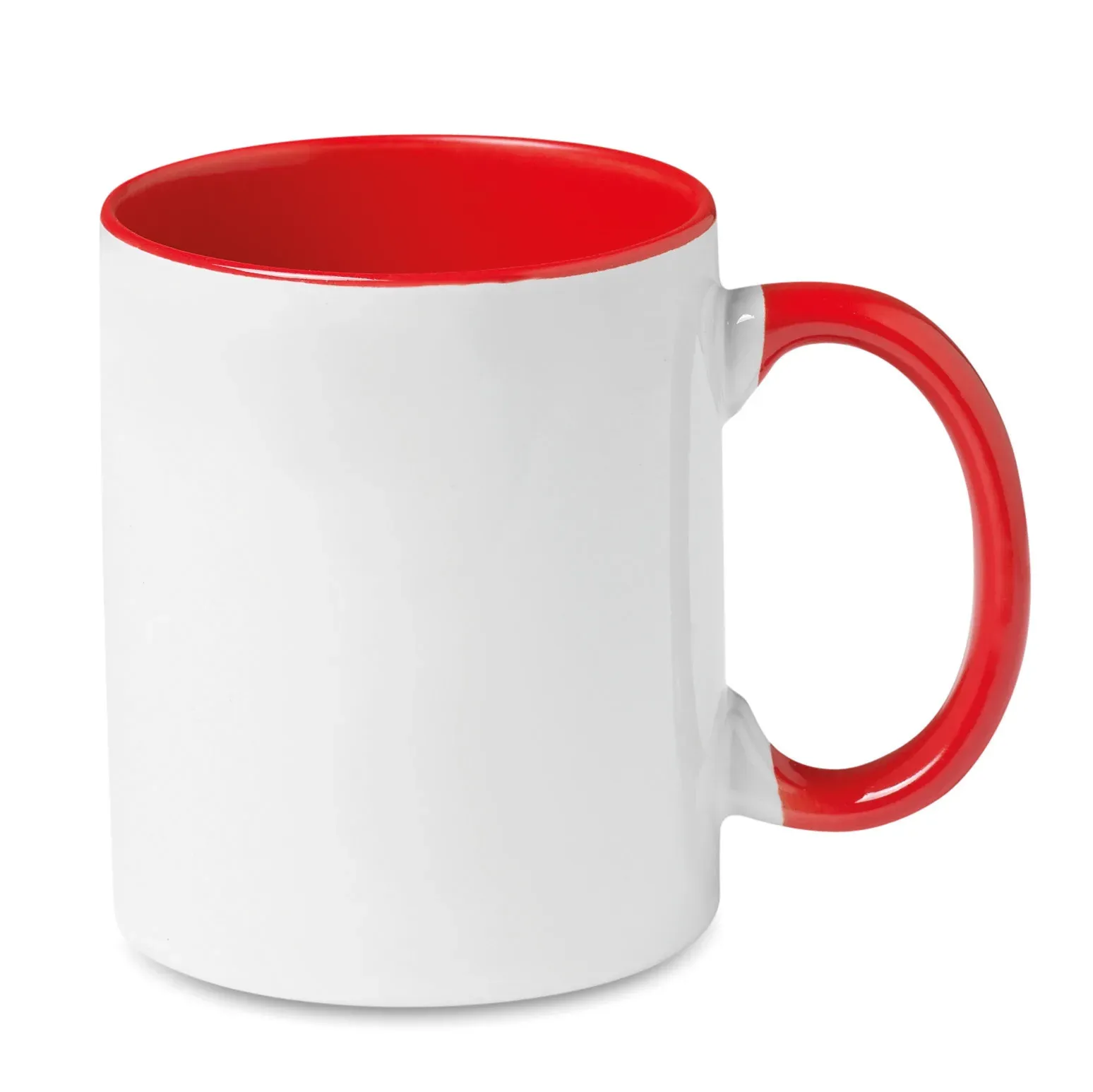 Sublimcoly – Ceramic Mug with Special Coating for Sublimation with Coloured Handle and Inside; Individual Packing in White — Red