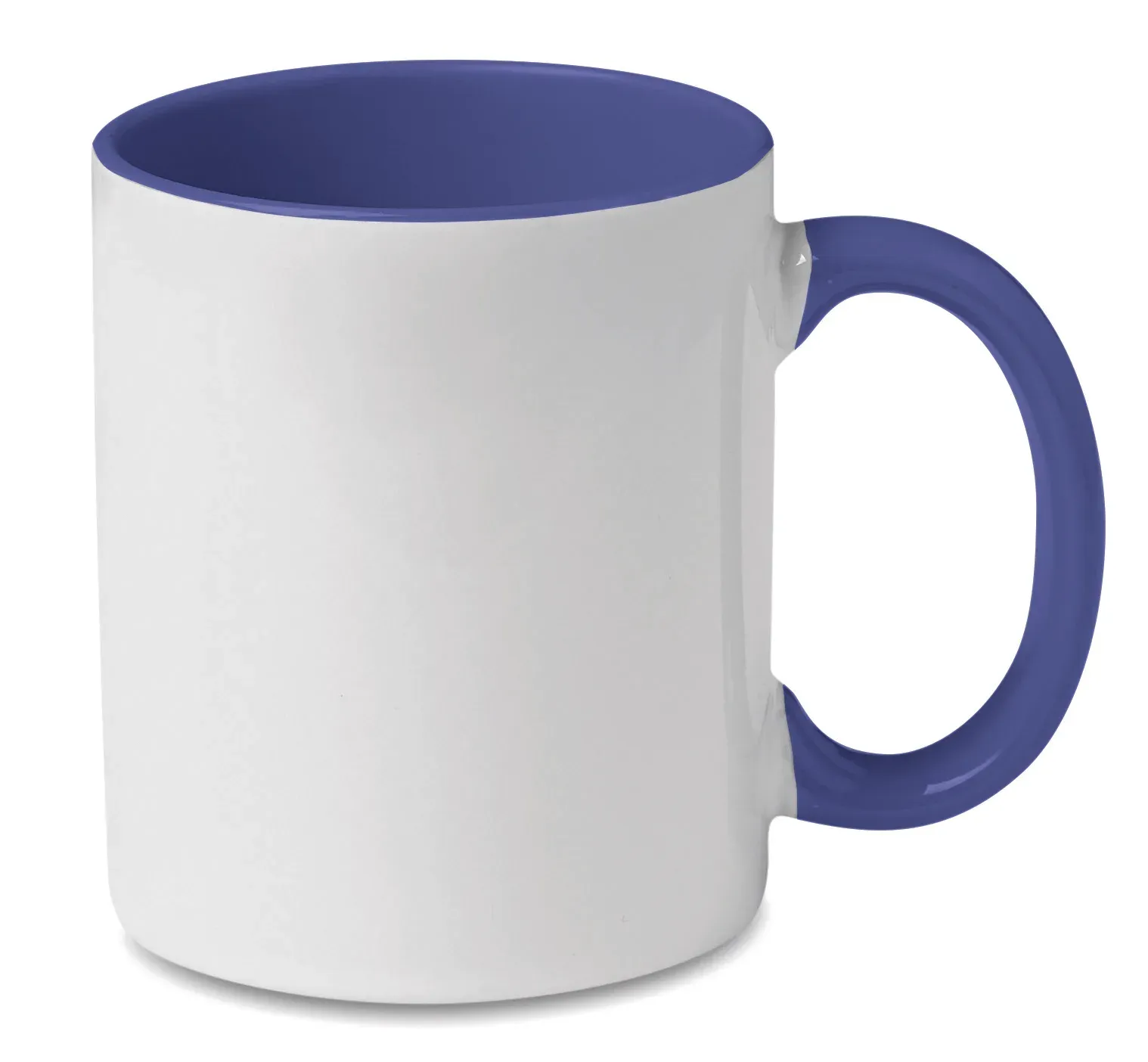 Sublimcoly – Ceramic Mug with Special Coating for Sublimation with Coloured Handle and Inside; Individual Packing in White — Violet