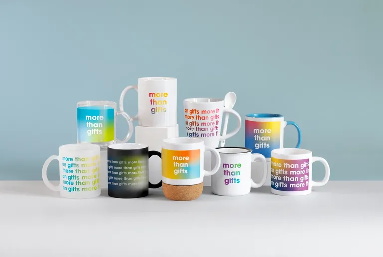 Sublimkonik – Stoneware Mug with Special Coating for Sublimation Printing; It Has a Spoon on Handle; Individual Packing in White