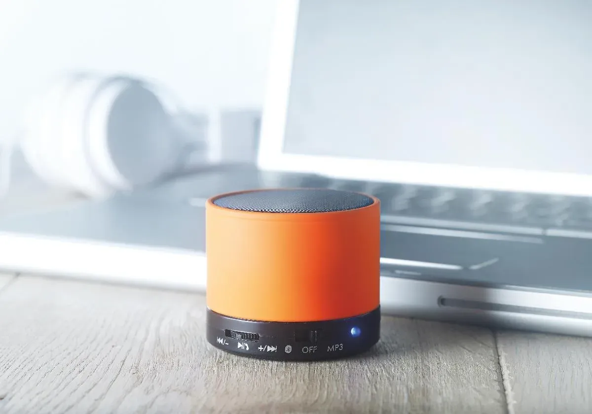 Round Bass 5.3 Wireless Speaker – Rubber Finish with Hands-Free Calling — Orange