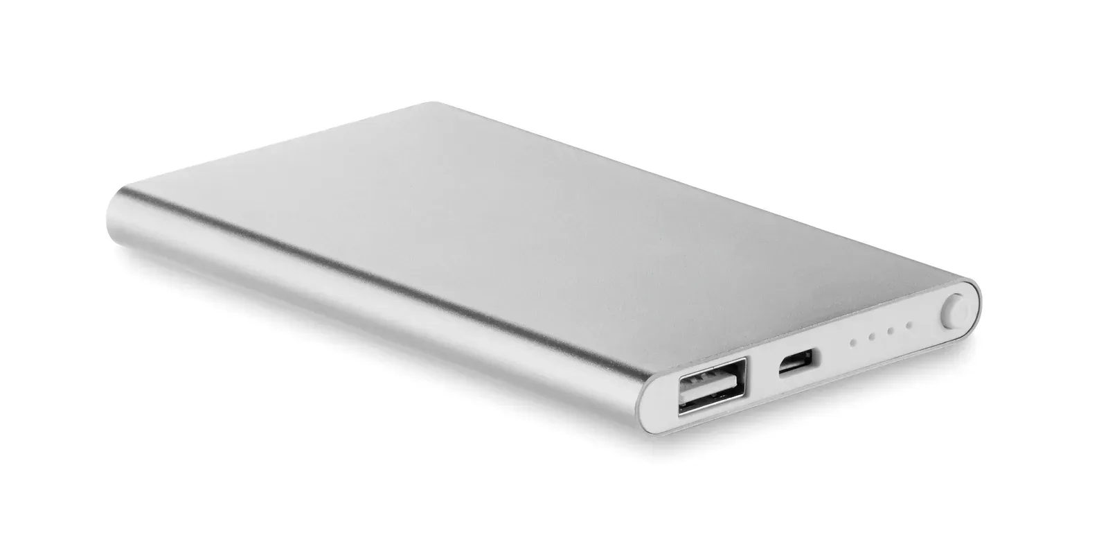 Powerflat 4000mAh Power Bank – Recycled Aluminium — Matt Silver