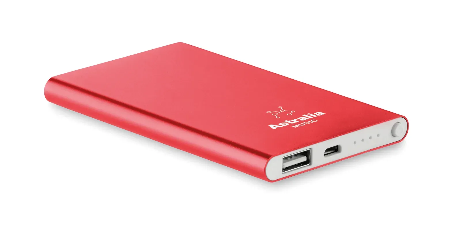 Powerflat 4000mAh Power Bank – Recycled Aluminium — Red