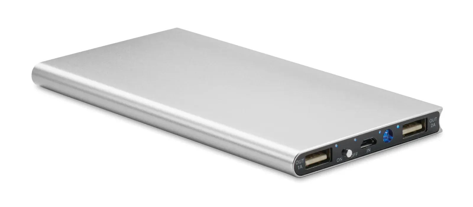 Powerflat8 8000mAh Power Bank – Recycled Aluminium — Matt Silver