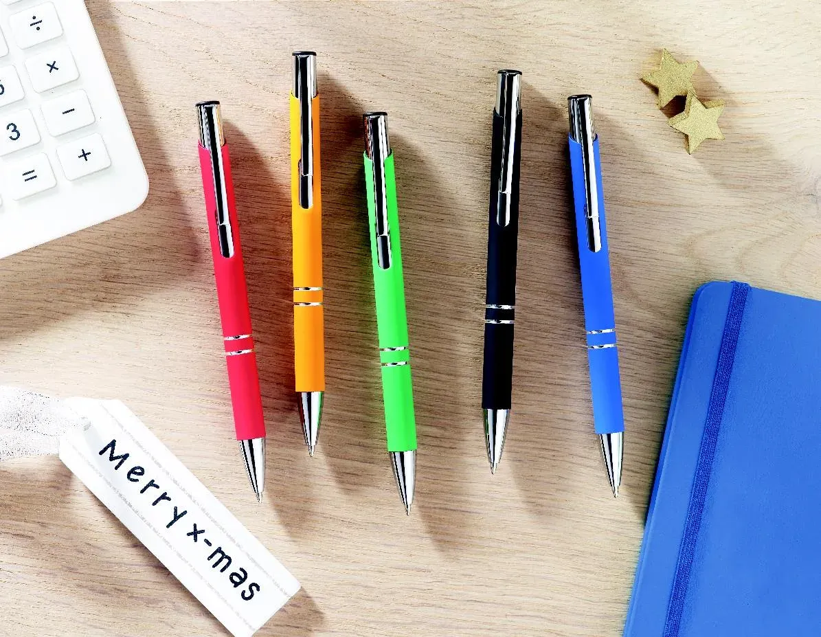 Aosta Push Button Pen – Rubberized Finish — Green