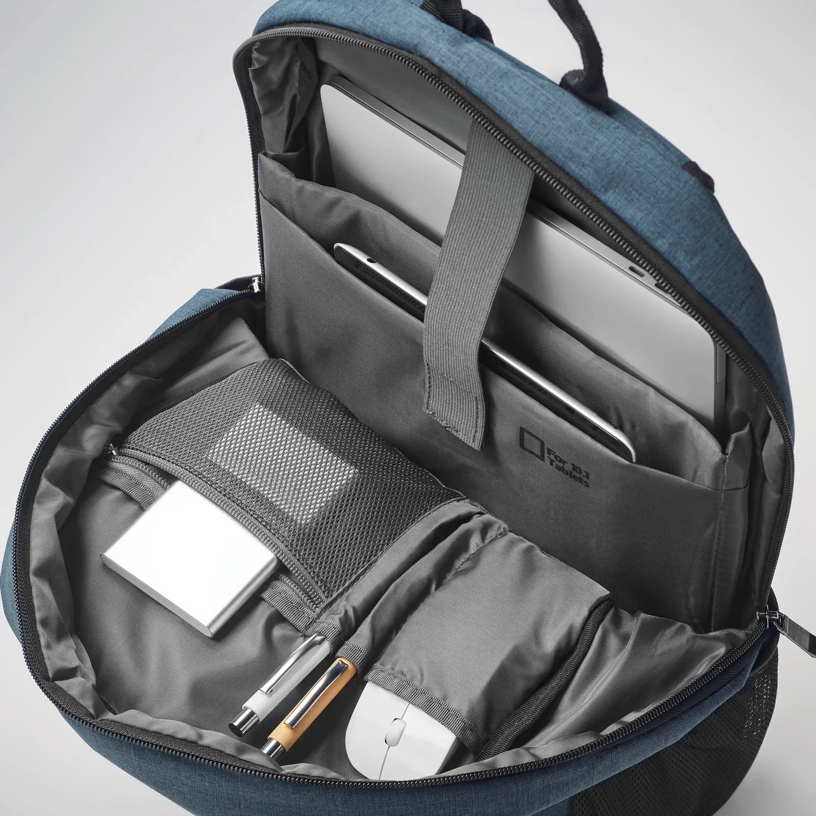 Polyester Backpack Stockholm Bag with Zippered Pocket 30X14X45 cm — Blue