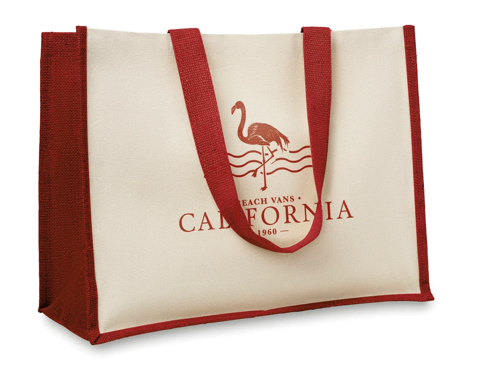 Cotton Shopping Bag Campo De Fiori with Short Handles 40X17X32,5 cm — Red