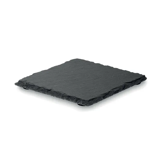 Slate4 – Set of 4 Coasters Made of Slate with Eva Bottom — Black