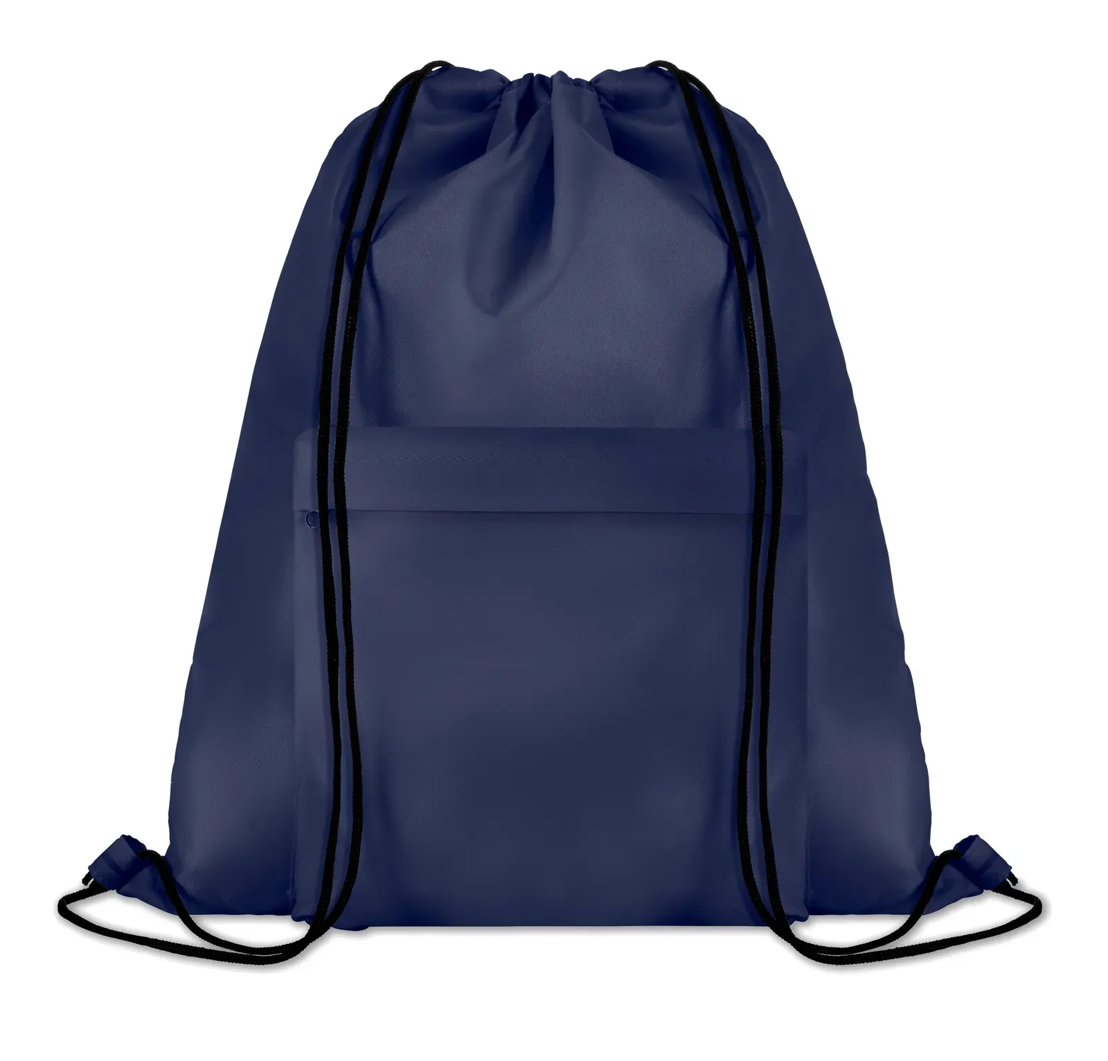 Polyester Drawstring Bag Pocket Shoop with Zippered Pocket 37X44 cm — Blue