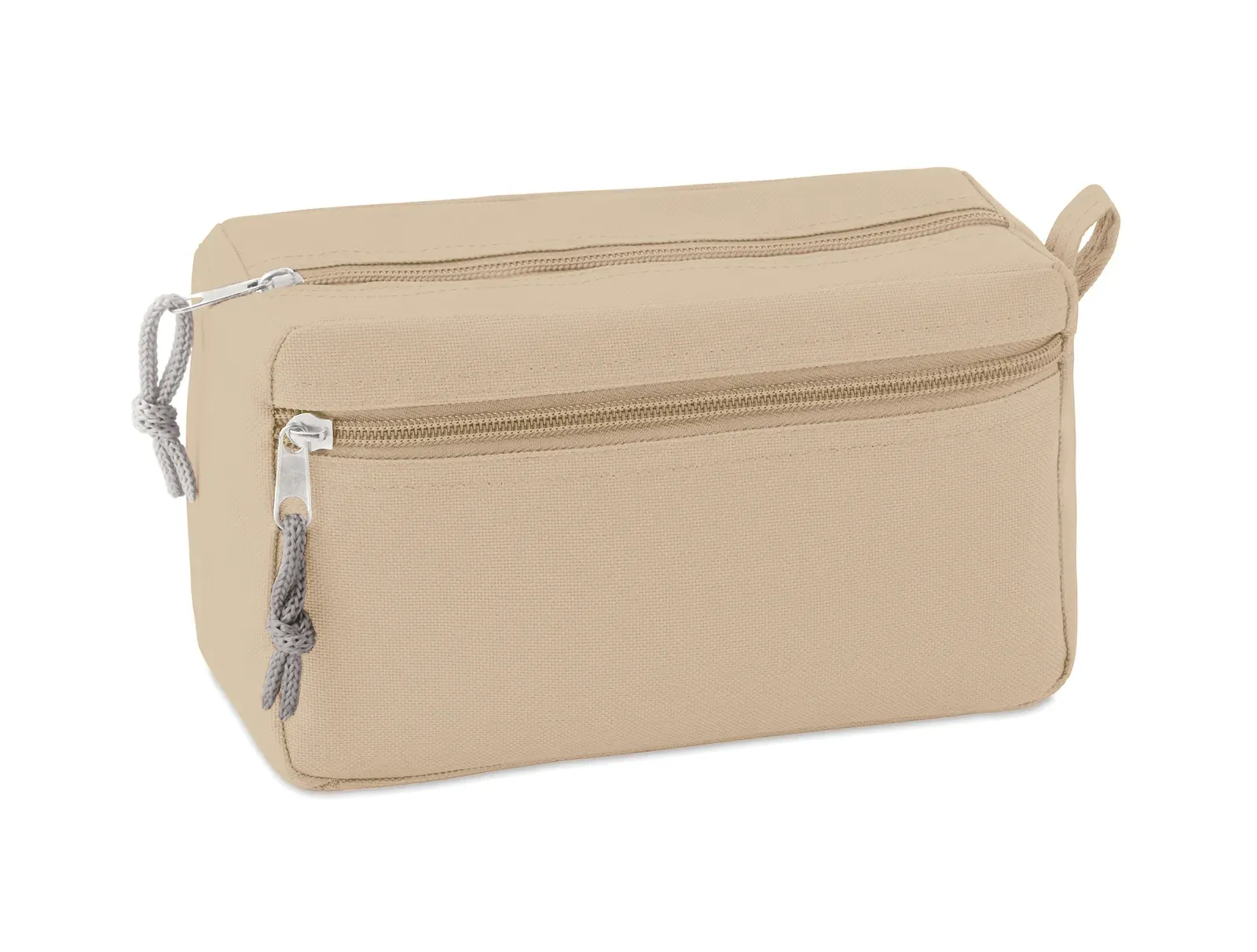 New & Smart Polyester Cosmetic Bag Double Zip — Beige