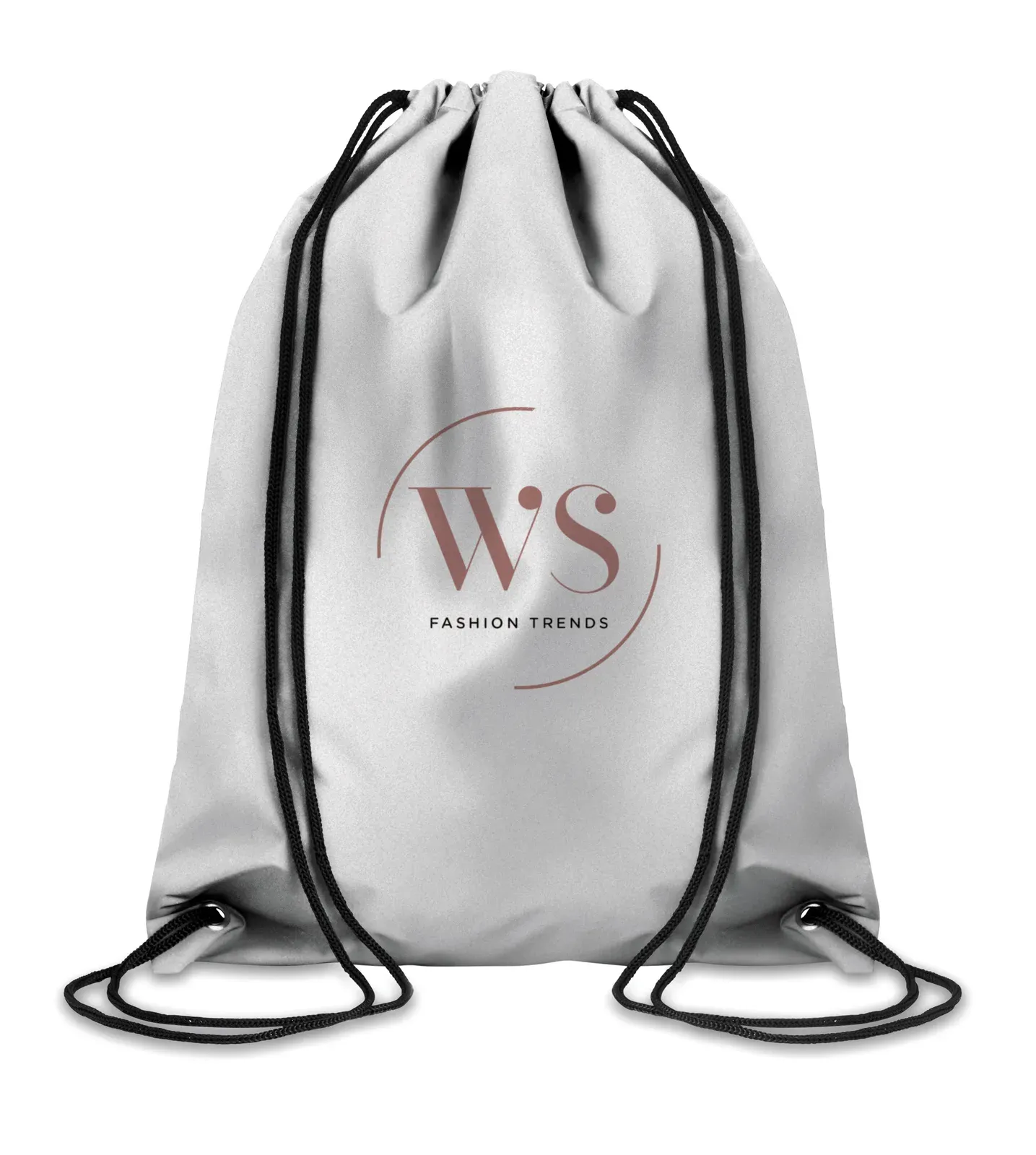 Polyester Drawstring Bag Shoop Reflective with 30x40 Cm 30X40 cm — Silver