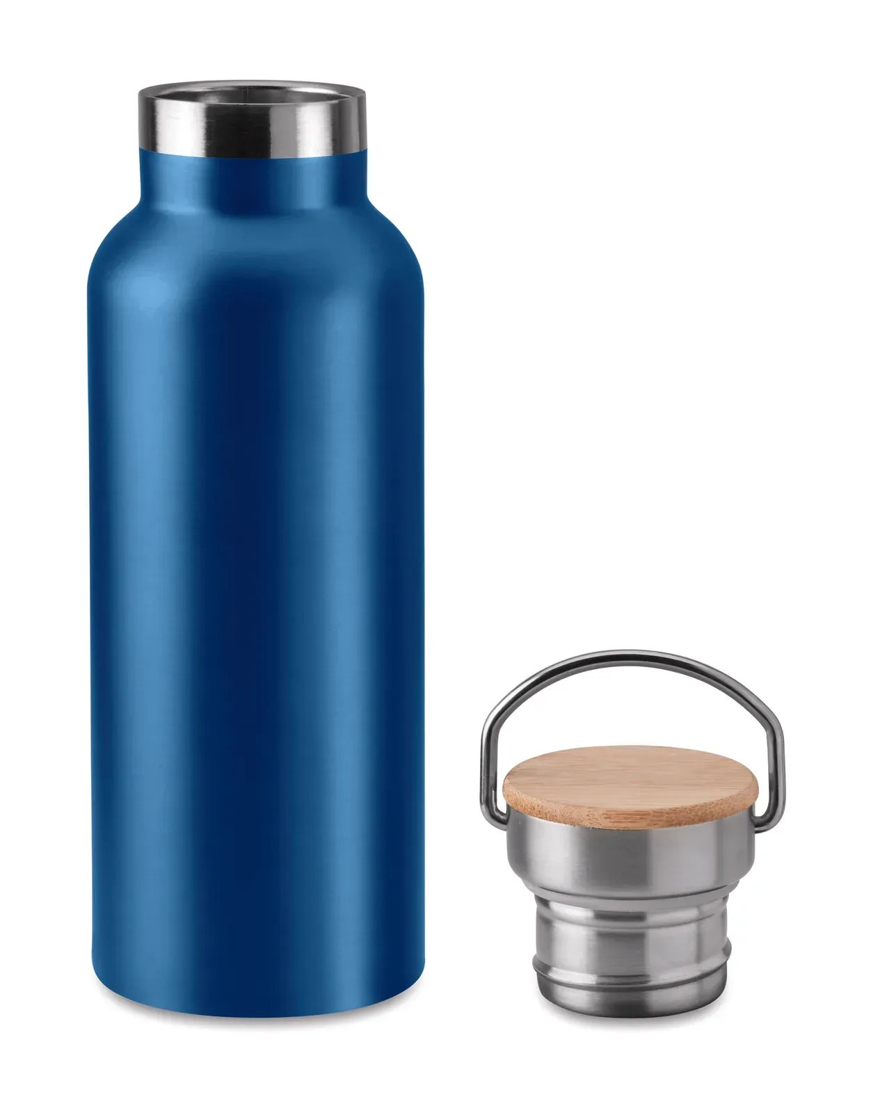 Helsinki – Double Wall Stainless Steel Insulating Vacuum Flask with Lid in Bamboo and Carry Handle