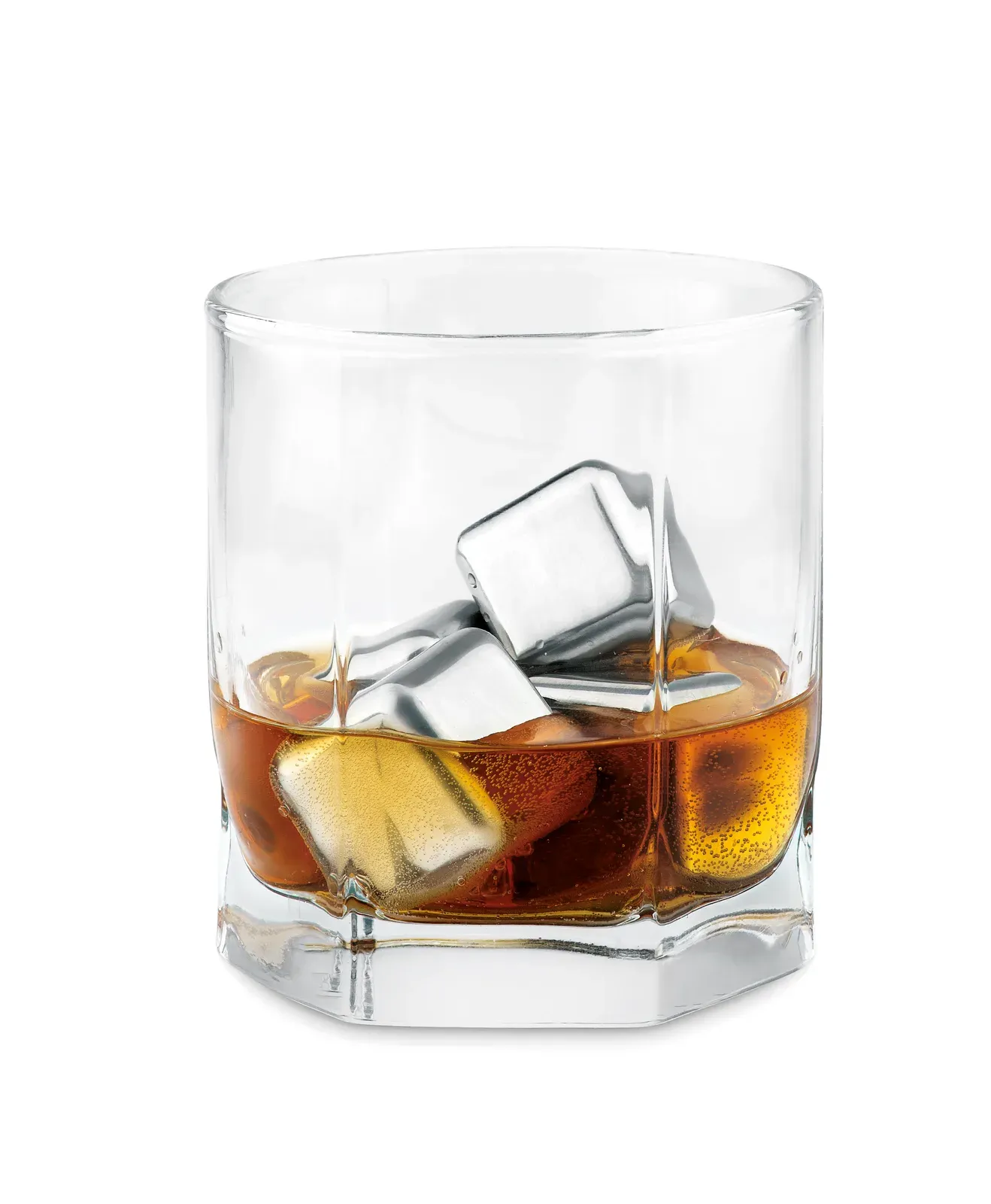 Icy – Set of 4 Reusable Stone Ice Cubes in Handy Storage Cotton Draw Cord Pouch — Black