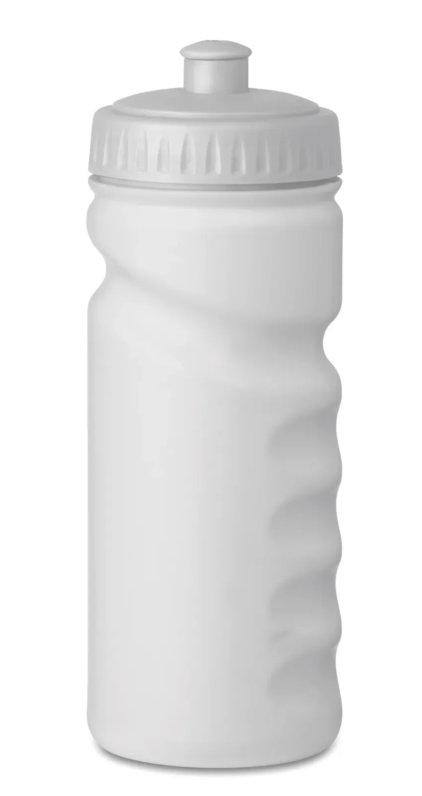 Spot Eight – Sports Drinking Bottle with Convenient Handgrip in Solid PE Plastic which is BPA Free — White