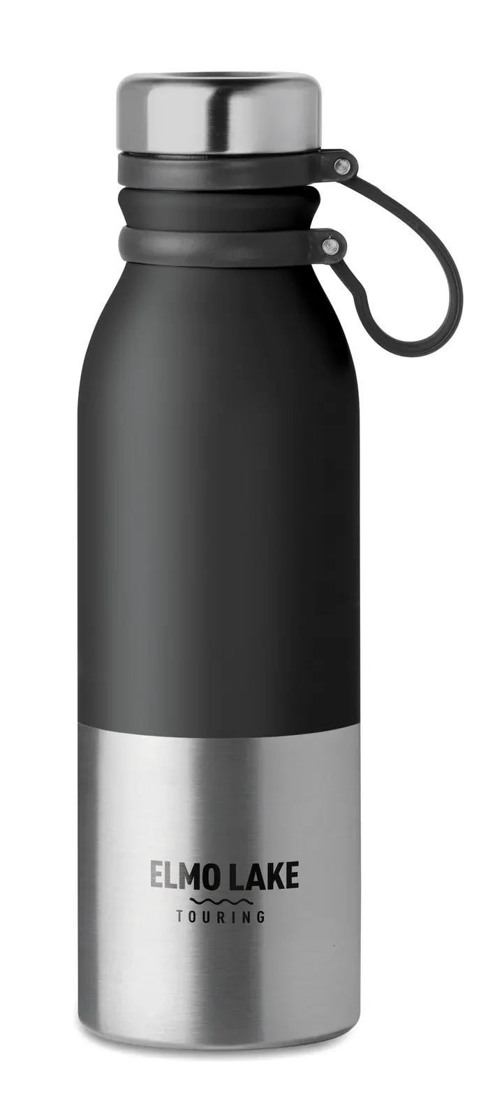 Iceland – Double Wall Stainless Steel Powder Coated Flask with Silicone Grip for Easy Carry — Black