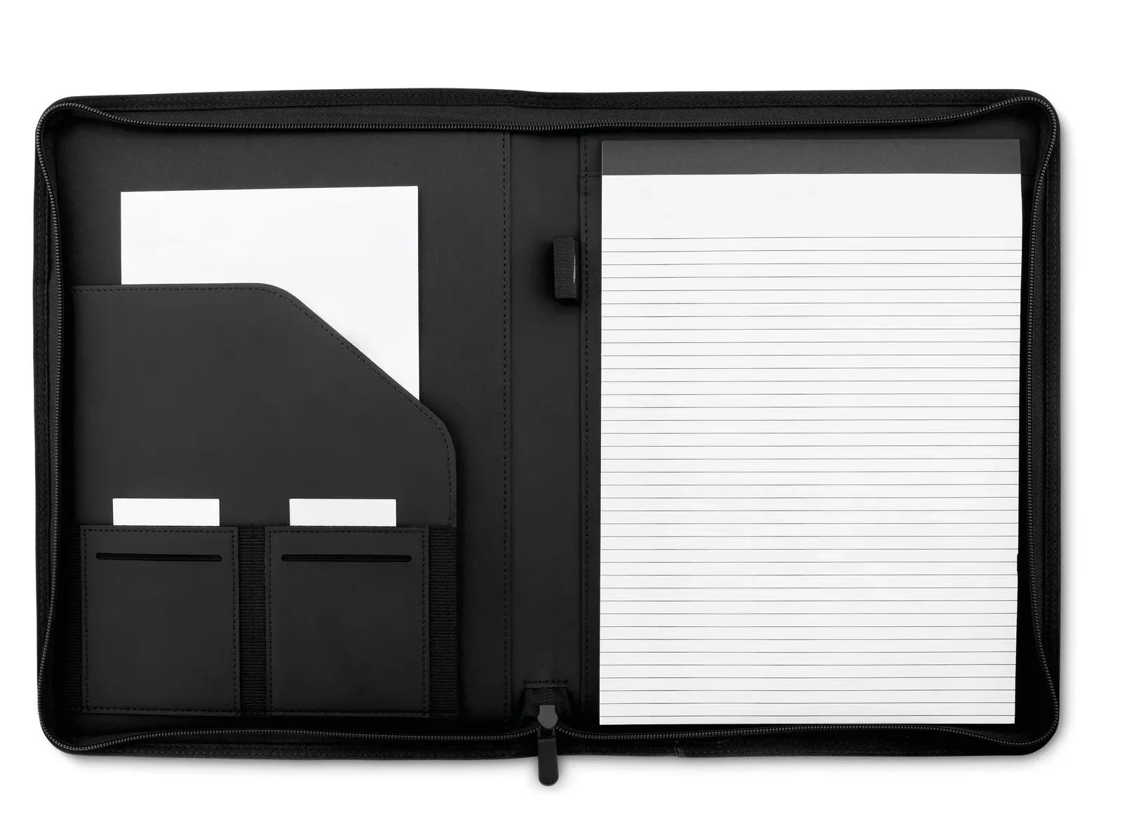 Notes Folder A4 Zipped Conference Folder – 3 Compartments & Pen Holder