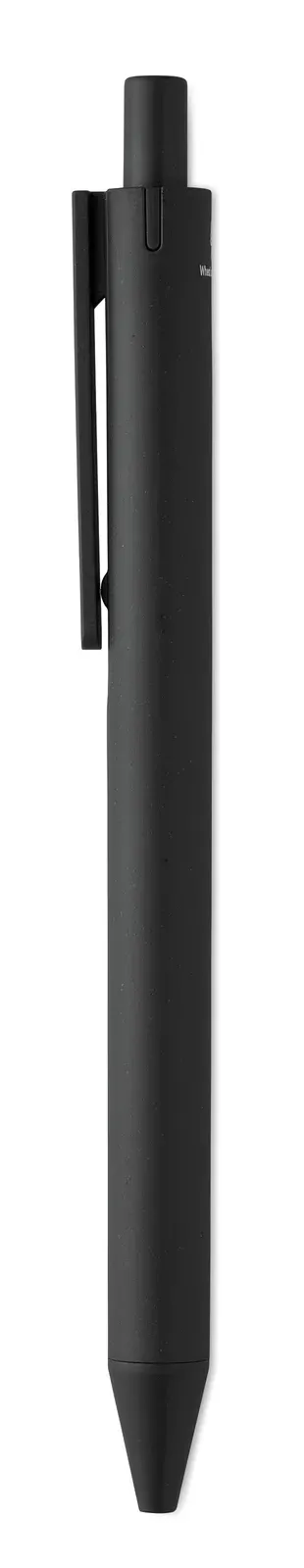 Pecas Wheat Straw & ABS Push Button Pen — Black
