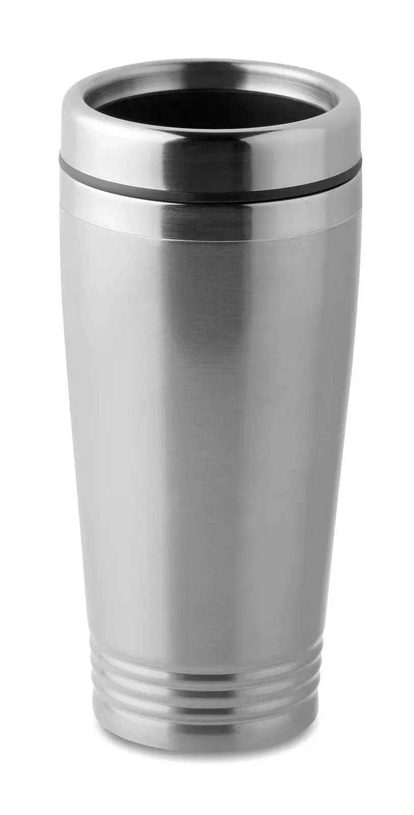 Rodeo Colour – Double Wall Stainless Steel Travel Cup with Black PP Lid — Matt Silver