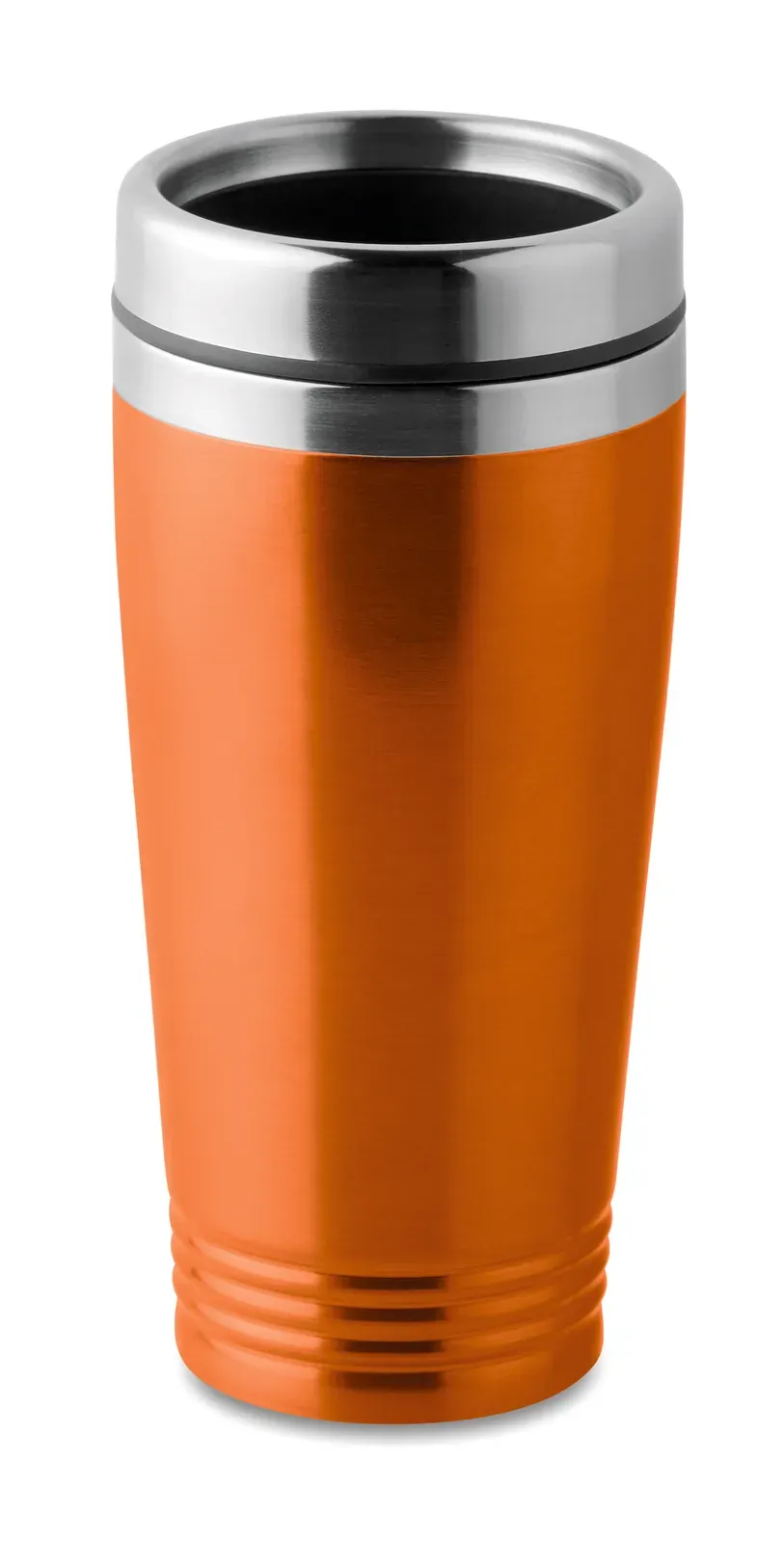 Rodeo Colour – Double Wall Stainless Steel Travel Cup with Black PP Lid — Orange