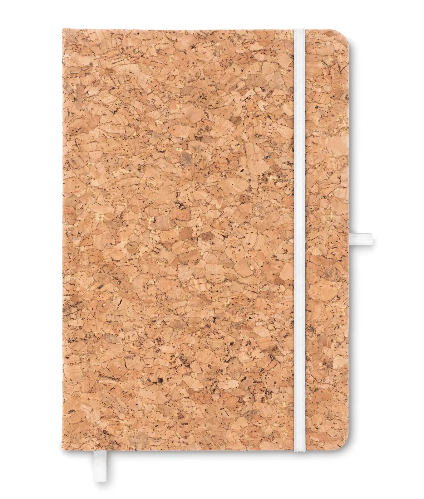 Suber A5 Cork Notebook – 192-Page Refill with Elastic Closure & Pen Holder — White