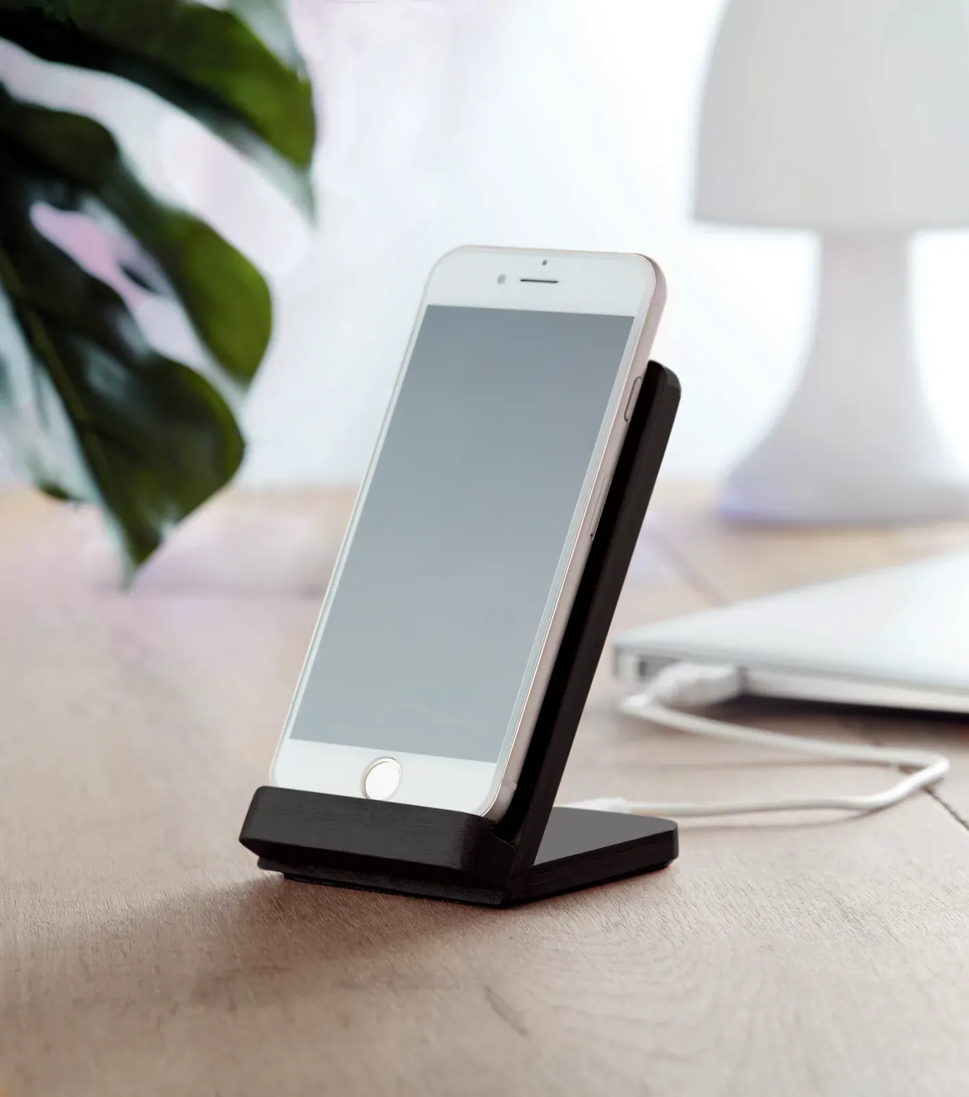 Wirestand Bamboo Wireless Charger Stand – FSC-Certified — Black