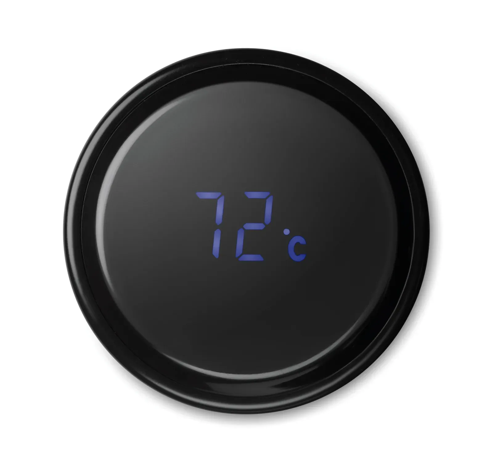 Pole – Double Wall Stainless Steel Insulating Vacuum Bottle; It Has an LED Touch Thermometer Incorporated in to the Top — Black