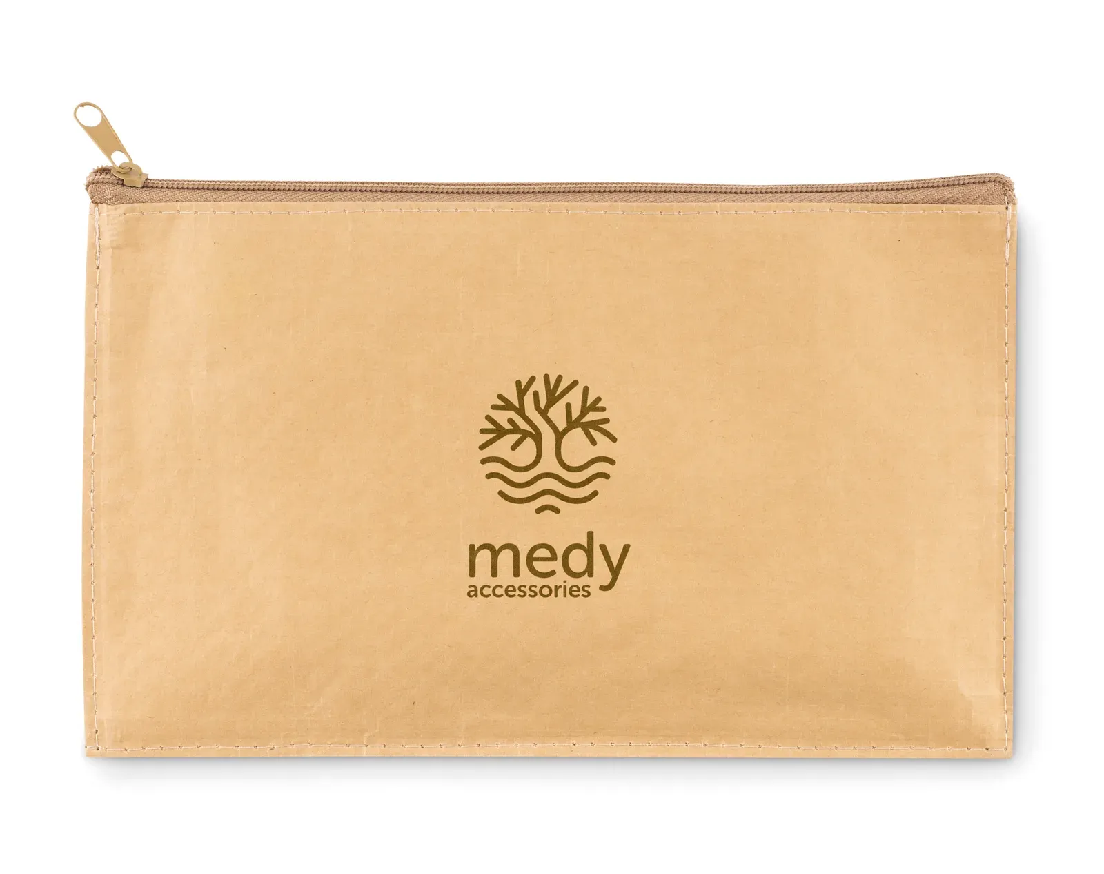 Flat Case Woven Paper Pencil Case – Large, Zippered — Beige