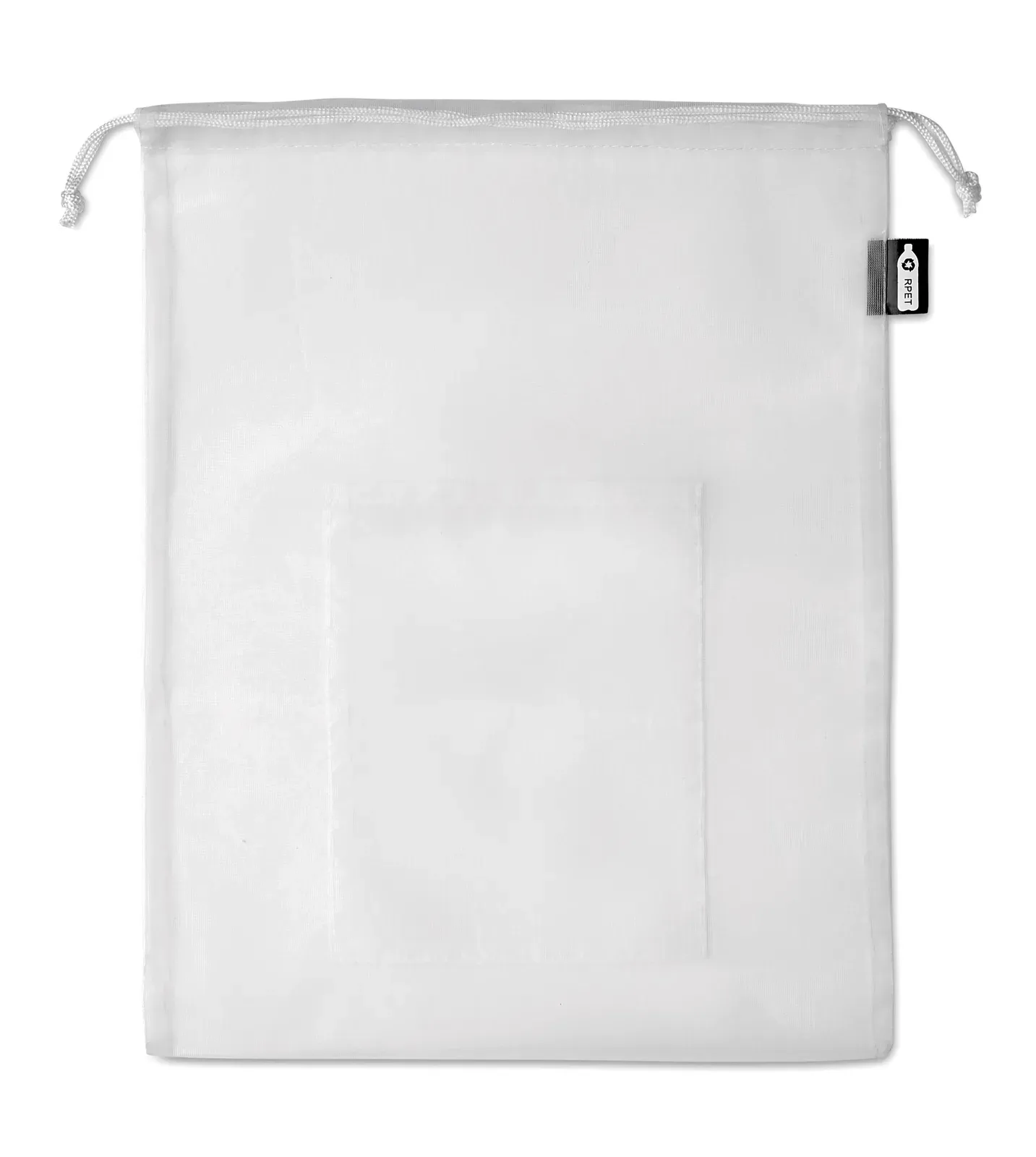 RPET Drawstring Bag Veggie RPET with Mesh Pocket 30X40 cm MO9880 — White