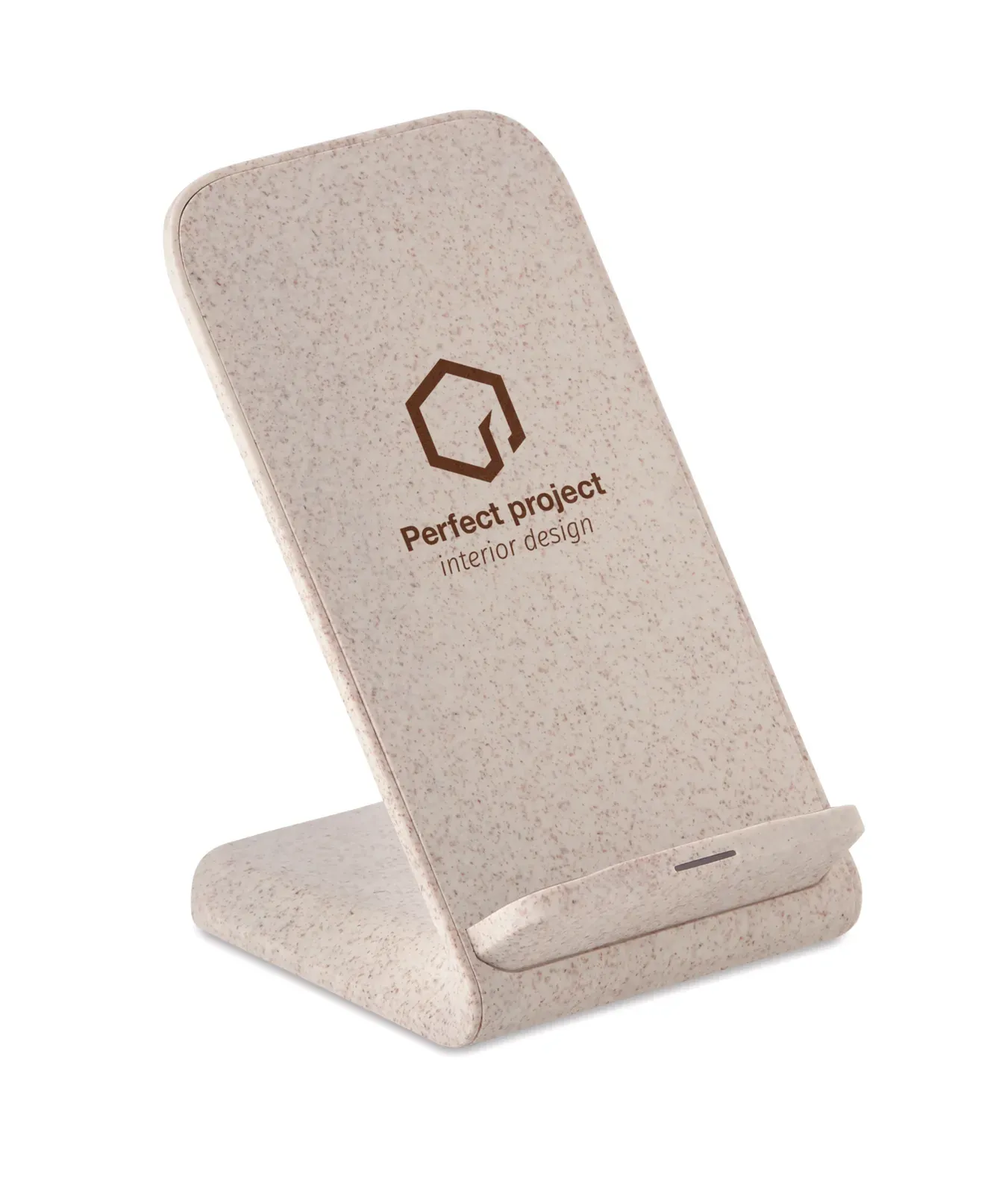 Layaback Foldable Wireless Charger Stand – Wheat Straw with Pen Holder — Beige