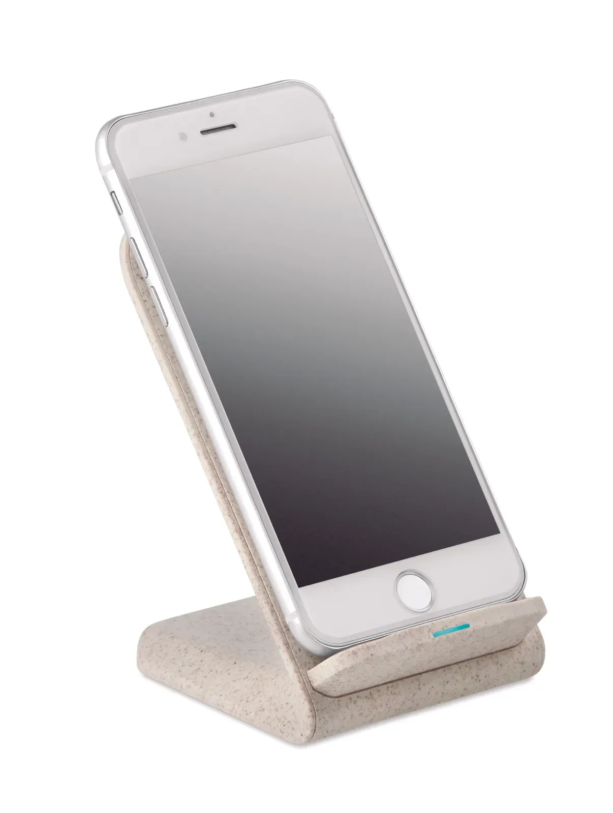 Layaback Foldable Wireless Charger Stand – Wheat Straw with Pen Holder — Beige